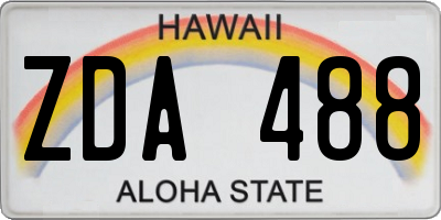 HI license plate ZDA488