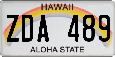 HI license plate ZDA489