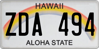 HI license plate ZDA494