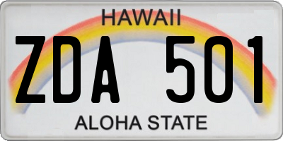 HI license plate ZDA501
