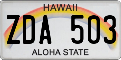 HI license plate ZDA503