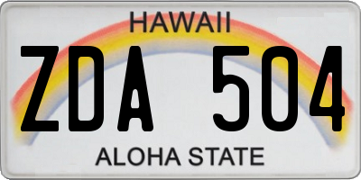 HI license plate ZDA504