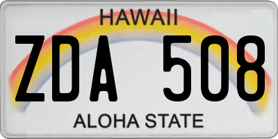 HI license plate ZDA508