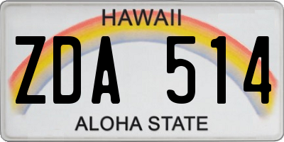 HI license plate ZDA514