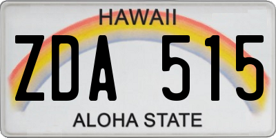 HI license plate ZDA515