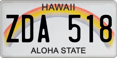 HI license plate ZDA518