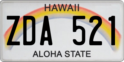 HI license plate ZDA521
