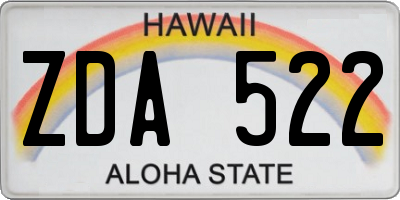 HI license plate ZDA522