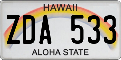 HI license plate ZDA533