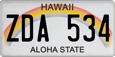 HI license plate ZDA534