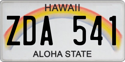 HI license plate ZDA541