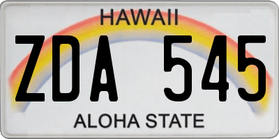 HI license plate ZDA545
