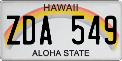 HI license plate ZDA549