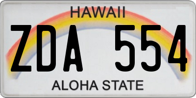 HI license plate ZDA554