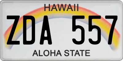 HI license plate ZDA557