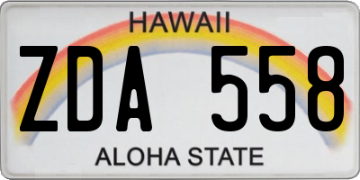 HI license plate ZDA558