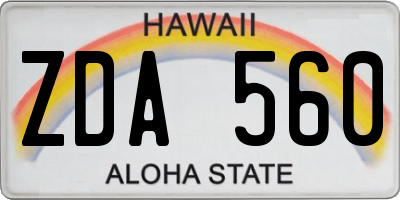 HI license plate ZDA560