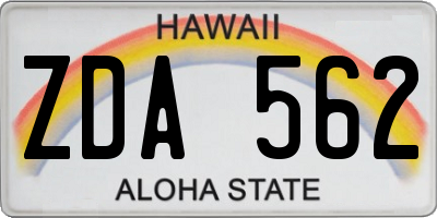 HI license plate ZDA562
