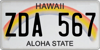 HI license plate ZDA567