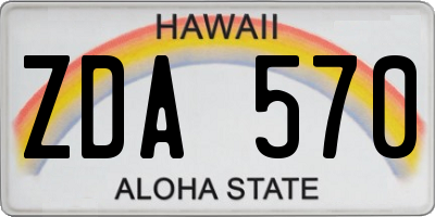 HI license plate ZDA570