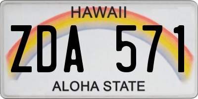 HI license plate ZDA571