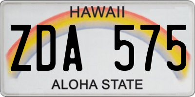 HI license plate ZDA575