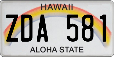 HI license plate ZDA581