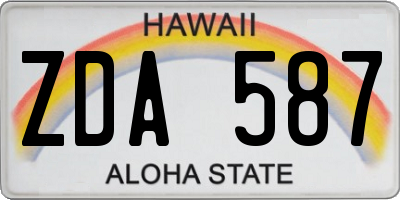 HI license plate ZDA587