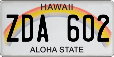 HI license plate ZDA602