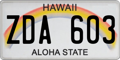 HI license plate ZDA603