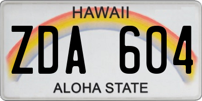 HI license plate ZDA604