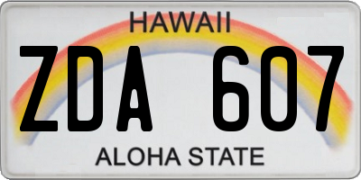 HI license plate ZDA607