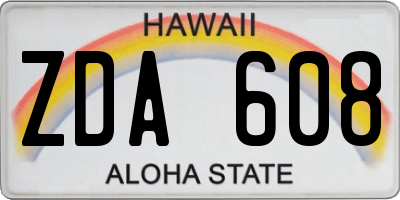 HI license plate ZDA608