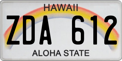HI license plate ZDA612