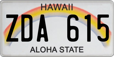 HI license plate ZDA615