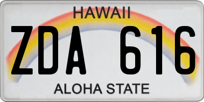 HI license plate ZDA616