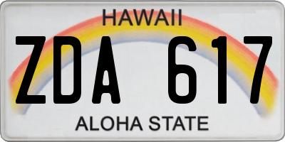 HI license plate ZDA617