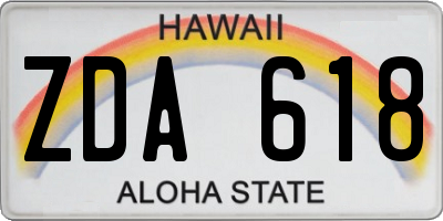 HI license plate ZDA618