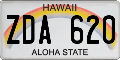 HI license plate ZDA620