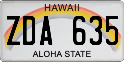 HI license plate ZDA635