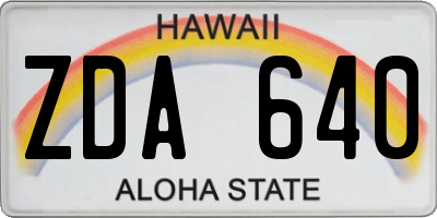 HI license plate ZDA640