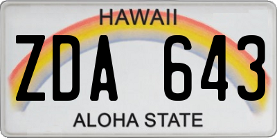 HI license plate ZDA643