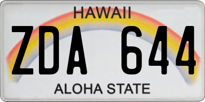 HI license plate ZDA644