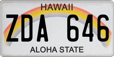 HI license plate ZDA646
