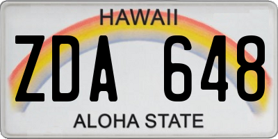 HI license plate ZDA648