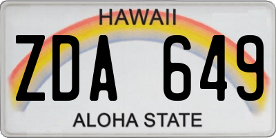 HI license plate ZDA649