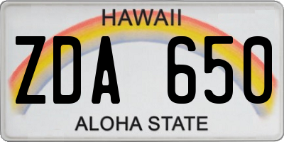 HI license plate ZDA650
