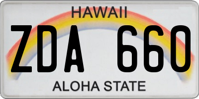 HI license plate ZDA660
