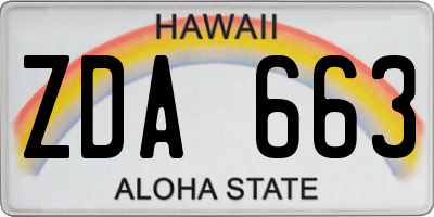 HI license plate ZDA663
