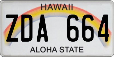 HI license plate ZDA664